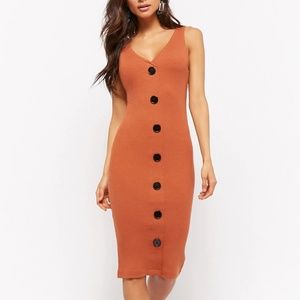 Forever 21 Ribbed Mock Button-Front Dress